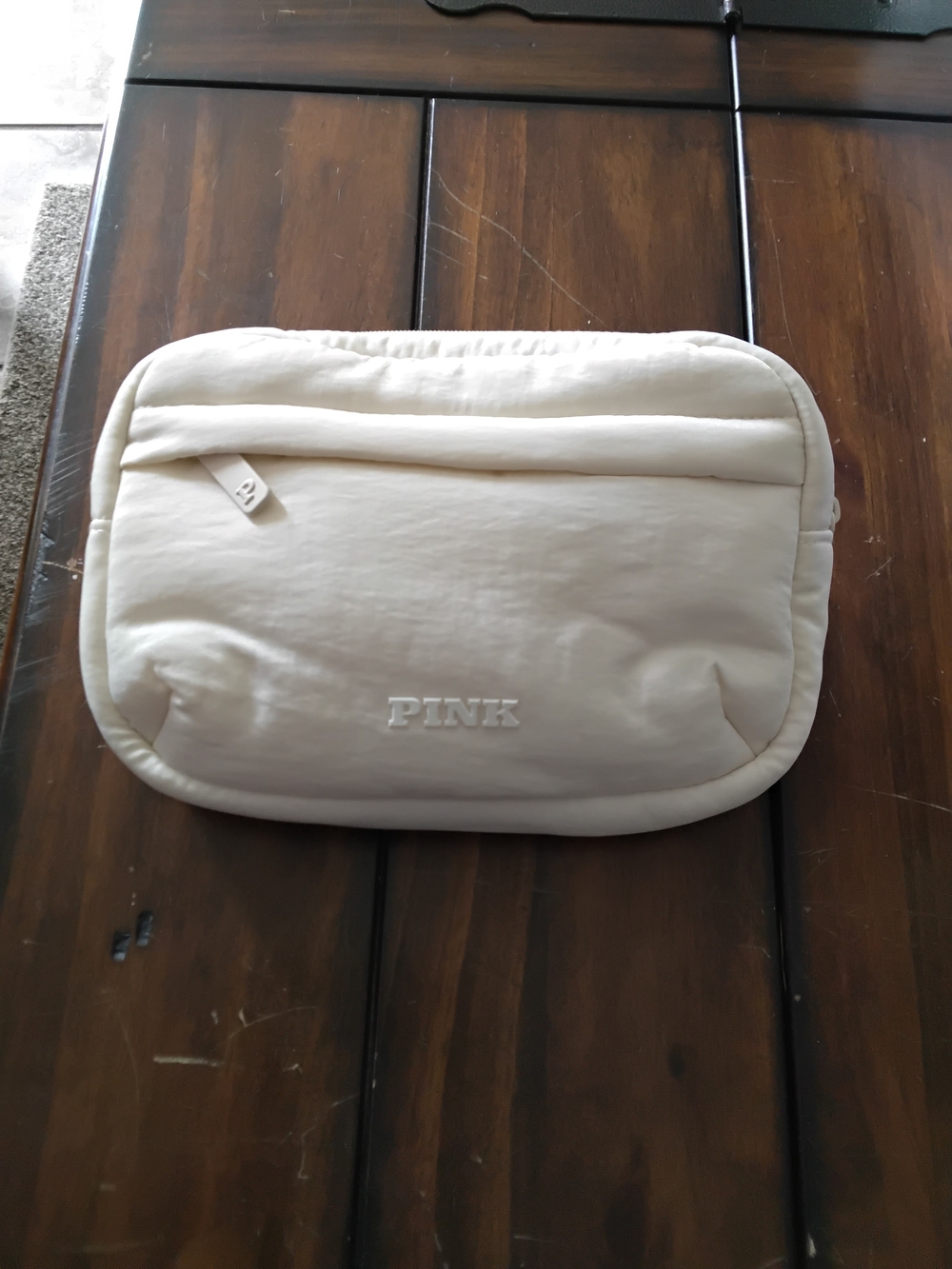 PINK Victoria's Secret Cream Quilted Waist Bag